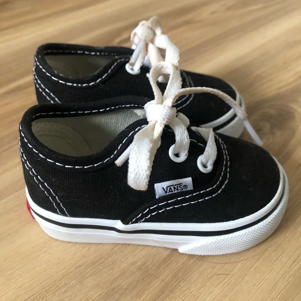Baby toddler Vans authentic size 2 black and white